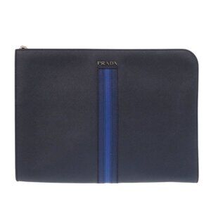 Prada Saffiano Leather Navy Clutch